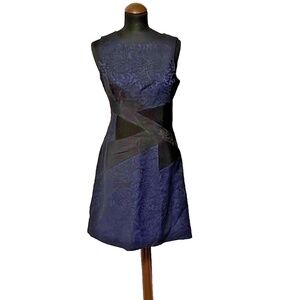 BCBG Navy & Black Lace Sleeveless A-Line Dress